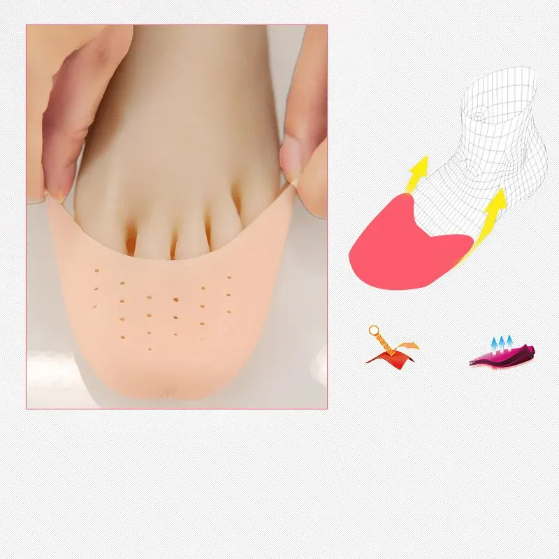 Żel silikonowy podkładka na przód stopy ochraniacz palców u stóp baleriny na wysokim obcasie pół rozmiaru poduszka ulga w bólu antypoślizgowa wkładka do butów kobiet do pielęgnacji stóp