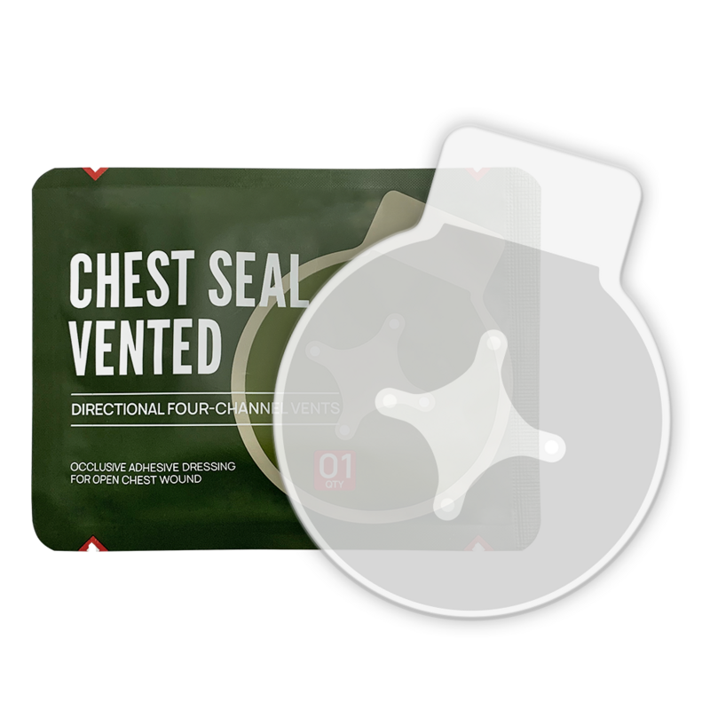 Tactical First Aid Chest Seal Vented 4 Holes Trauma Care for Combat Medical Chest Sealing Patch IFAK Supplies