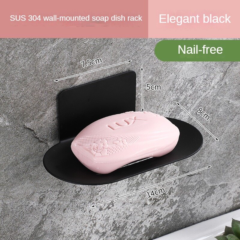 Soporte para jabón montado en la pared, bandeja organizadora de acero inoxidable para baño y cocina, soporte adhesivo para el hogar