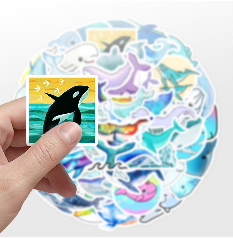 Autocollants de dessin animé Little Whale, série Graffiti, adaptés pour ordinateur portable, casques, décoration de bureau, bricolage, jouets, vente en gros, 50 pièces