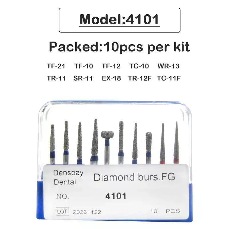 10 pz/lotto frese diamantate dentali 39 dimensioni 1.6mm per manipolo ad alta velocità reparto stomatologia strumenti di rettifica per odontoiatria