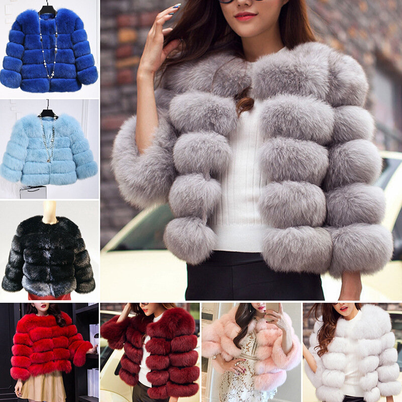 VOLALO Women Coats Autumn Winter New Fashion Pink Faux Fur Coat Elegant Thick Warm Outerwear Fake Fur Woman Jackets