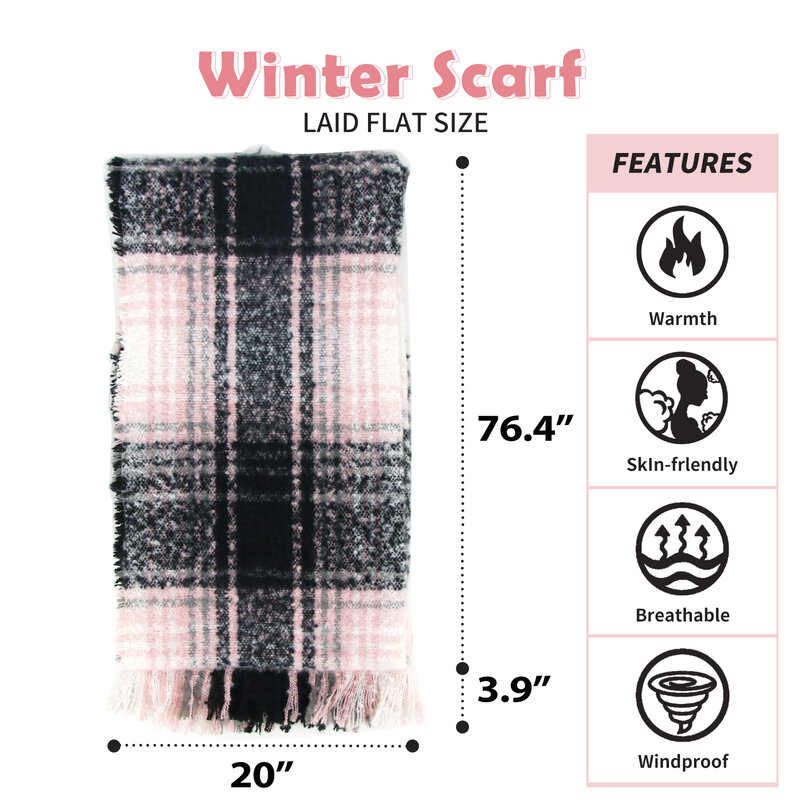 SEIPAIKE – écharpes d'hiver pour femmes, châle Long, doux et plus épais, écharpes à pompon pour dames, cadeau chaud et confortable
