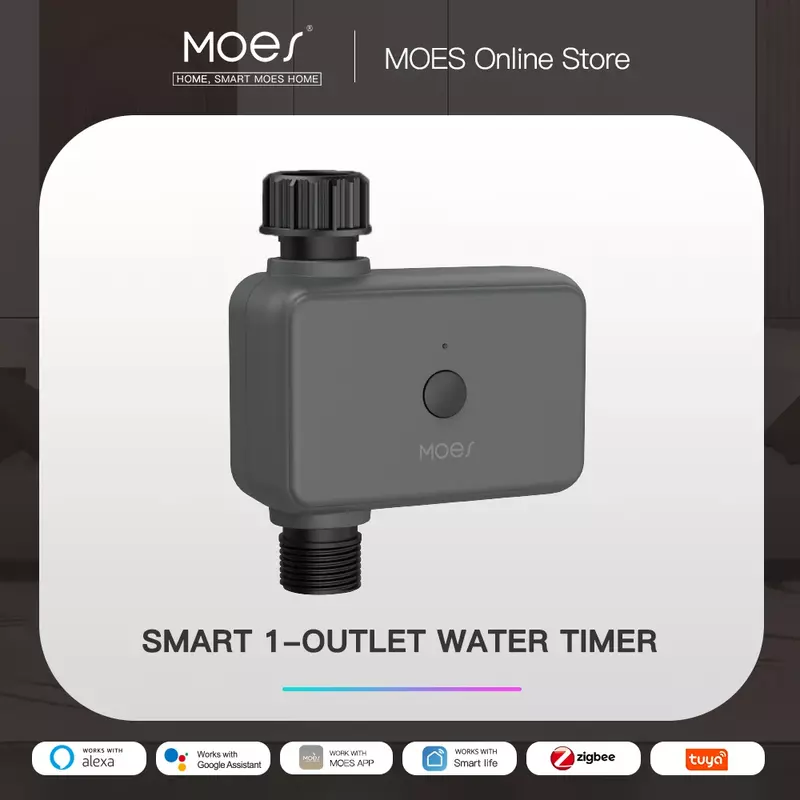 MOES-ZigBee inteligente aspersor de água, temporizador com 1 saída, filtro chuva atraso, temporizador de irrigação programável, suporte Alexa e Google Home