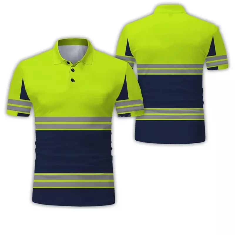 Project Work Uniforms Excavator 3D Printed Oversized Men‘s Polo Shirt Short Sleeve Top Tee Breathable Uniform Workwear Safety