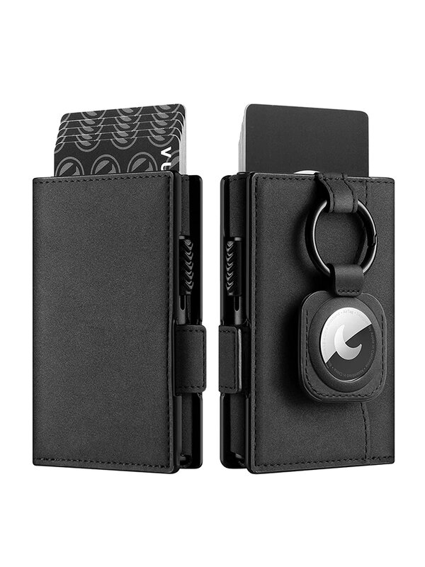 Portafoglio per uomo porta carte di credito in alluminio sottile con blocco RFID portafoglio minimalista Air Tag