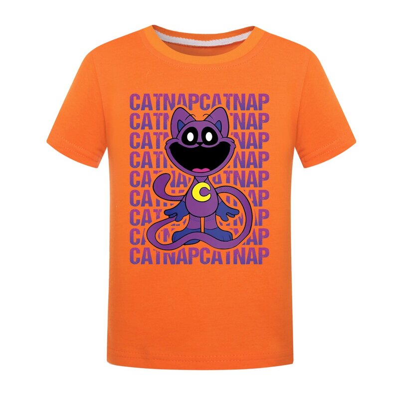 Camiseta de Critters sonrientes para niños, camisetas de manga corta para niñas pequeñas, ropa de Catnap de dibujos animados para bebés, camisetas informales para niños