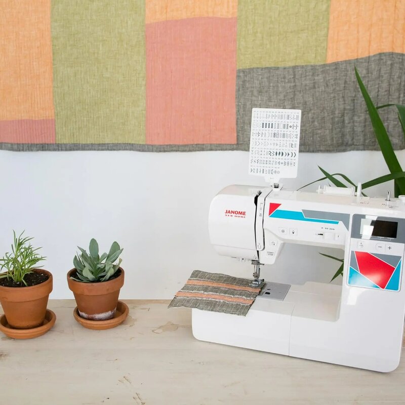 Janome MOD-50 Computerized Sewing Machine with 50 Built-In Stitches, 3 One-Step Buttonholes, Drop Feed and Accessories Red