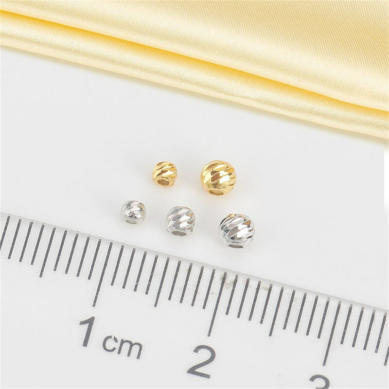Accessori per perle fai-da-te perline scintillanti in argento Sterling S925, perle di corda Non allergici e Non sbiadite piccole perline d'oro Z004