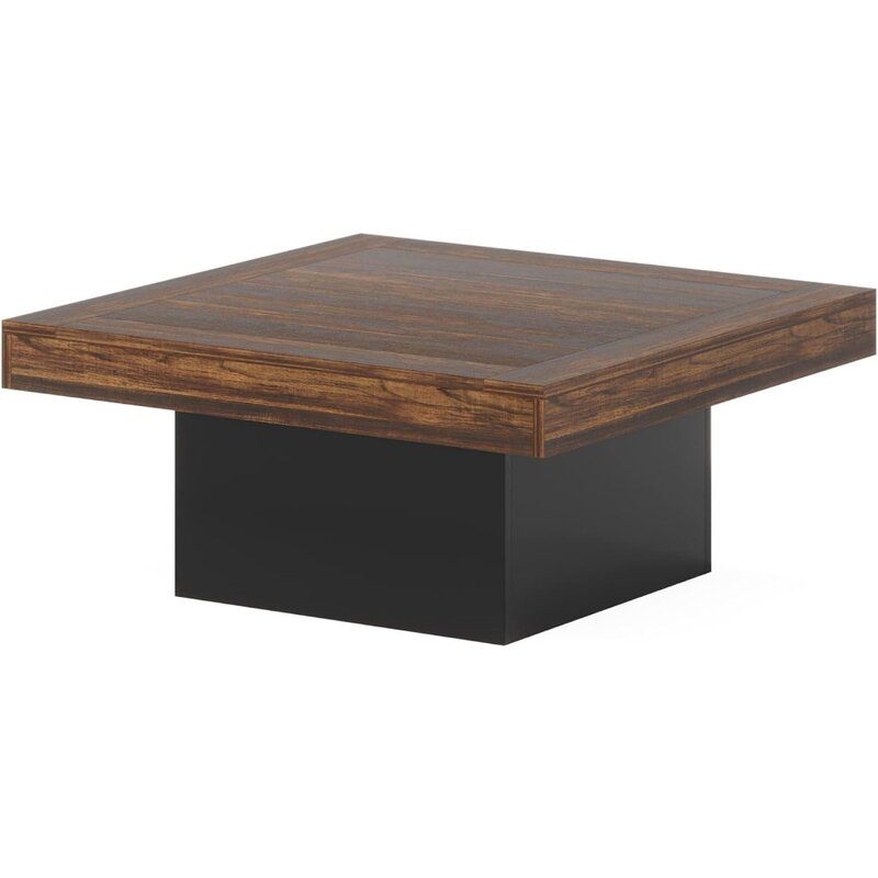 居間用中央テーブル,素朴な茶色と黒,正方形のLEDテーブル,送料無料