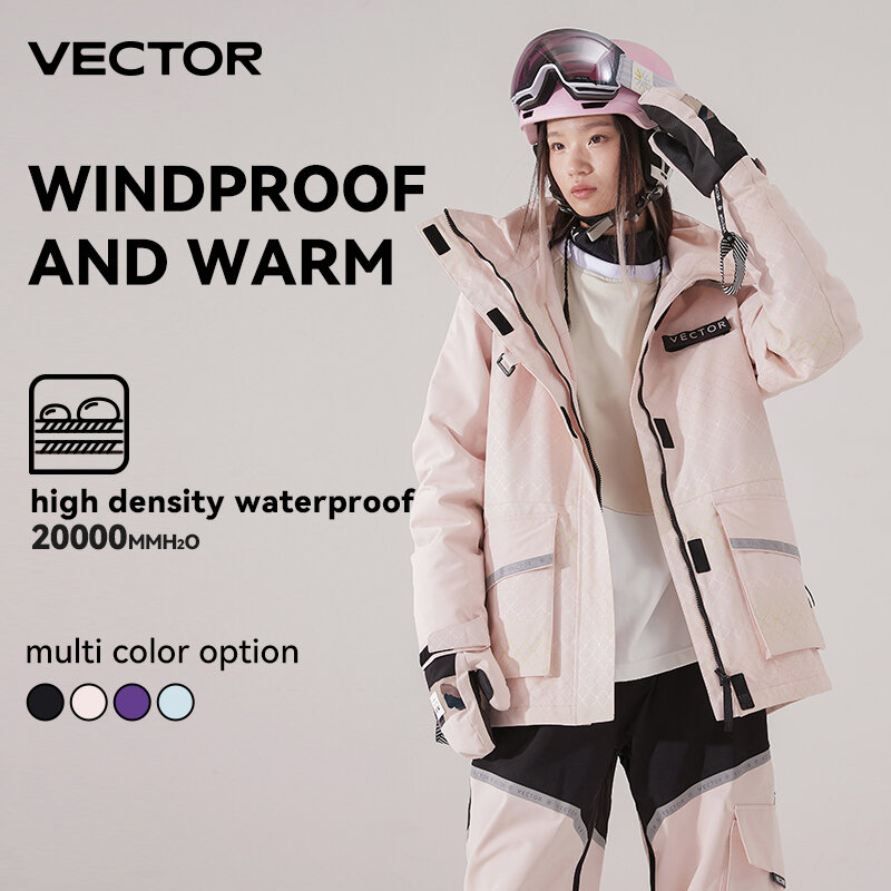 VECTOR Brand-Chaqueta de esquí para hombre y mujer, traje de esquí impermeable a prueba de viento, cálido, para deportes al aire libre, abrigo de Snowboard, empalme de doble placa, Invierno