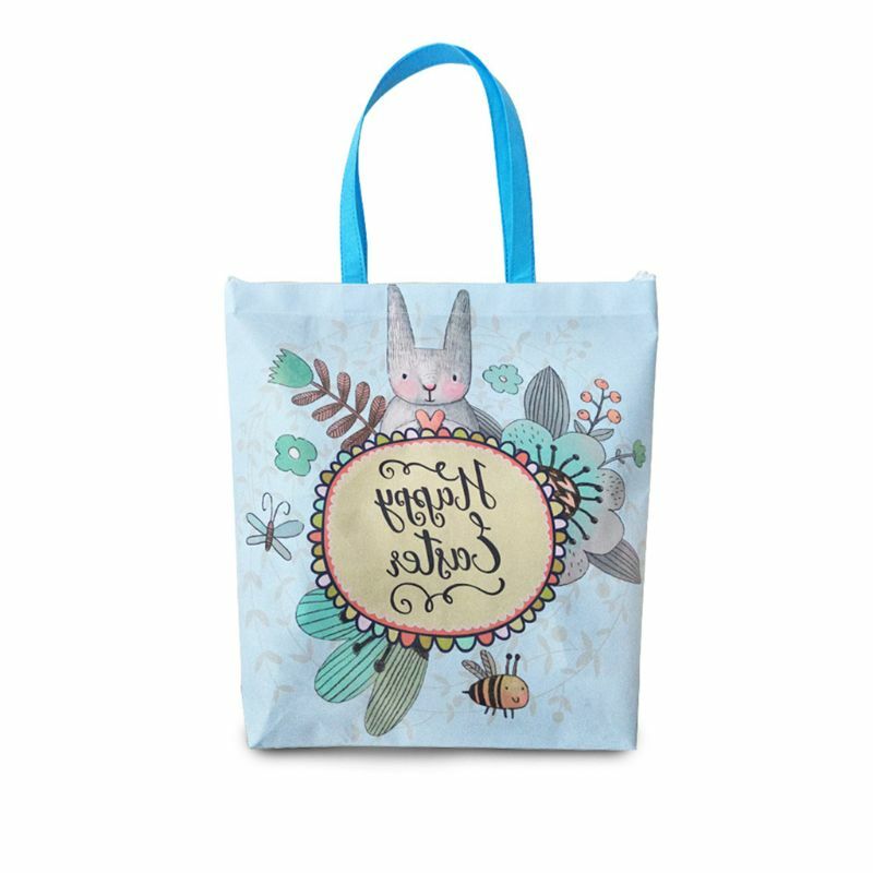 Bolsa de regalo no tejida de dibujos animados, bolsa de mano resistente para comestibles de conejo, bolsas de compras E74B