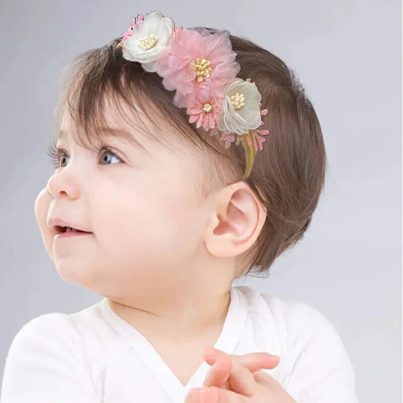 Diadema elástica con flores para niña, banda para el pelo para recién nacido, diadema para niño pequeño, accesorios para el cabello para bebé, regalos de navidad