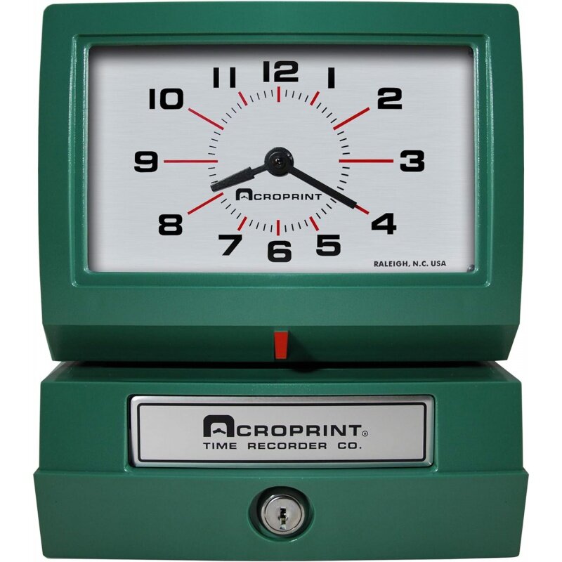 Acroprint 150QR4 grabadora de tiempo automática, dispositivo resistente, imprime mes, fecha, hora (0-23) y reloj de minutos