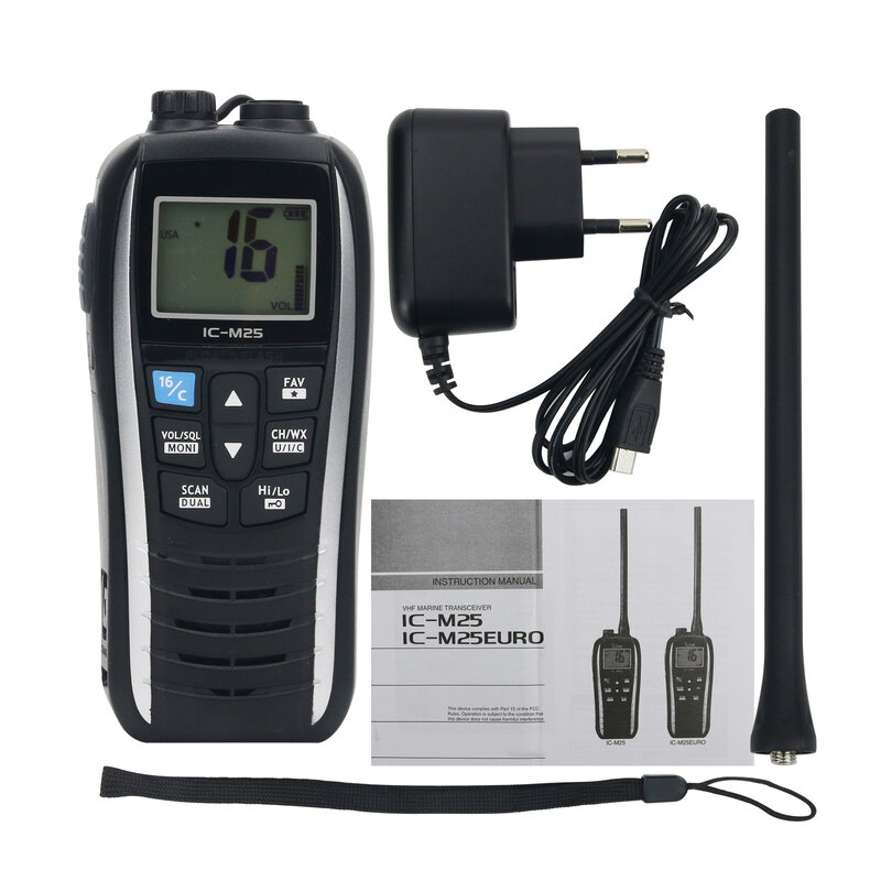 IC-M25 Marine Walkie Talkie VHF Marine Radio 5KM 5W Waterproof Handheld Transceiver