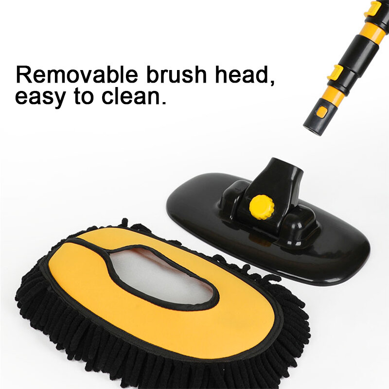 1 pces escova de lavagem de carro ajustável telescópica alça longa limpeza mop 15 ° dobrar escova de limpeza do carro chenille vassoura acessórios automóveis