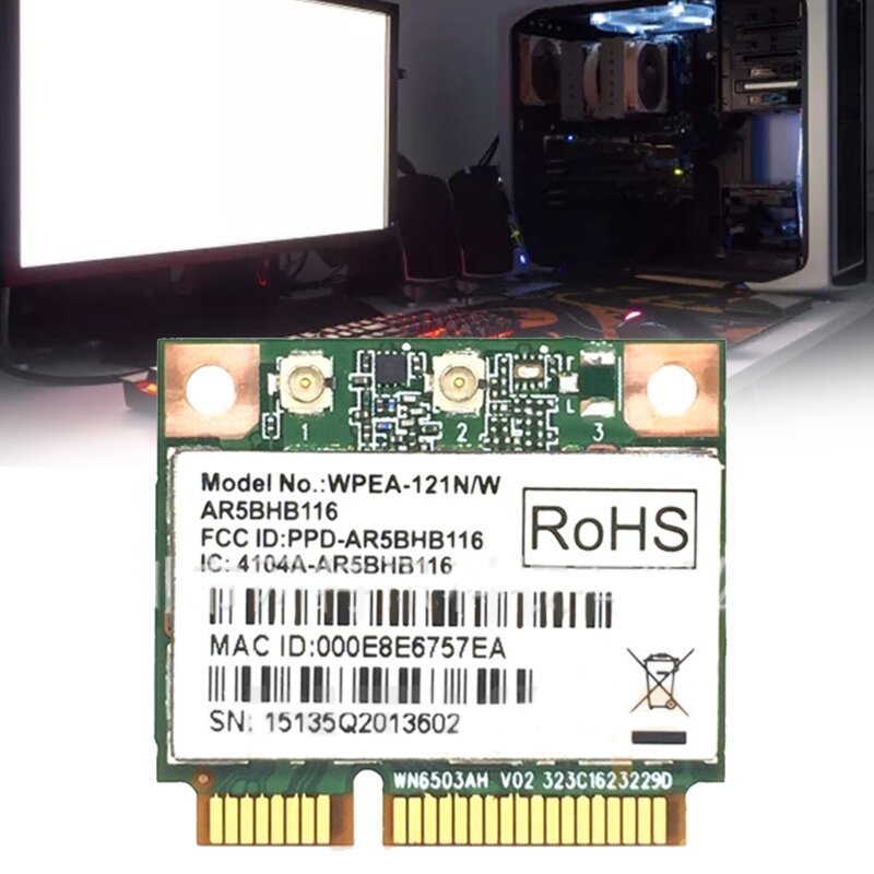 AR9382 AR5BHB116 802.11 300Mbps Mini PCI-E WiFi بطاقة لاسلكية 2.4/5G-Band دروبشيب