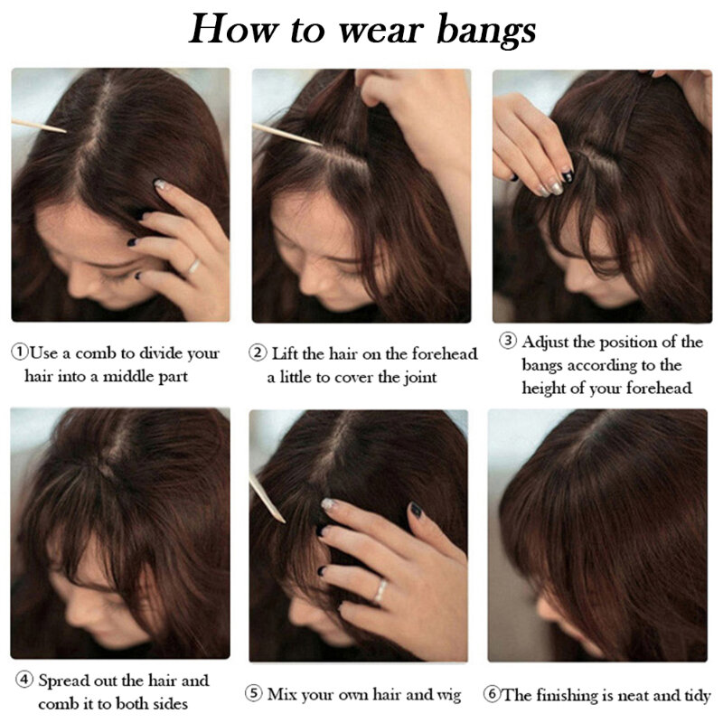 Moda francese Air Bangs parrucca invisibile capelli finti Styling naturale per donna ragazze uso quotidiano Clip Glueless nell'estensione dei capelli