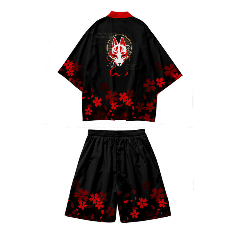 Camisa de quimono japonês masculina e feminina, cosplay Haori Yukata, streetwear de manga curta, carpa ukiyo-e kanagawa, impressão 3D, verão