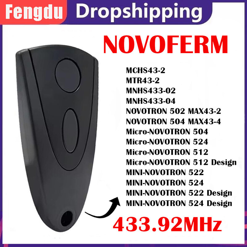 NOVOFERM-Télécommande de porte de garage, ouvre-porte, émetteur manuel, code tournant, 502 MHz, 512 MHz, 522 MHz, 524 MHz, 433.92, 433.92