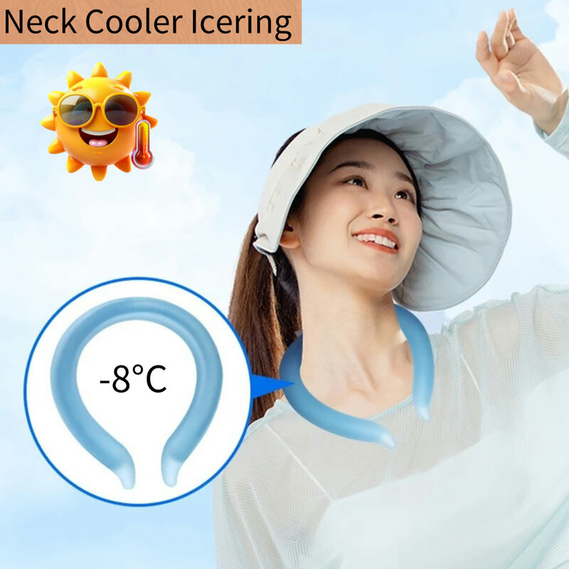 Neck Cooler Icering Hot Weather Relief, Summer Neck Cooling Tube for Outdoor Activities Reusable Ice Pack Gel for Running