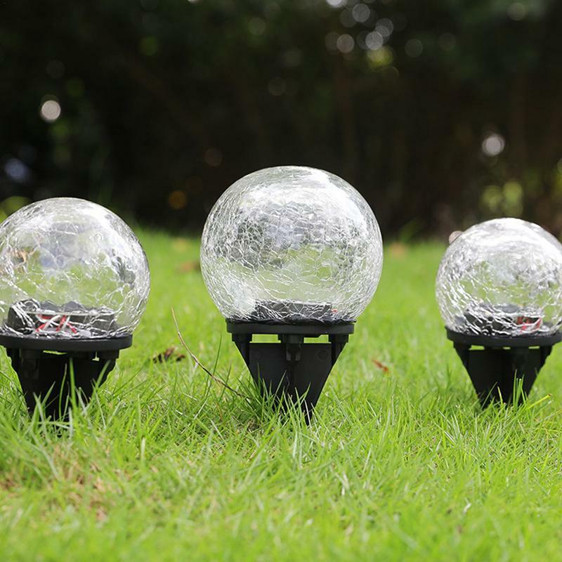 Luzes solares do globo do jardim, bola de cristal, impermeável, luz do pátio, decoração do partido, jarda, gramado, exterior, 20 LED