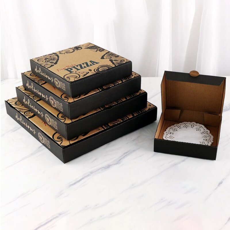 Op Maat Gemaakte Productburger Pakket Kartonnen Leverancier Ontwerp Bedrukte Verpakkingsdozen Custom Pizza Dozen Met Logo 33 35 30 40