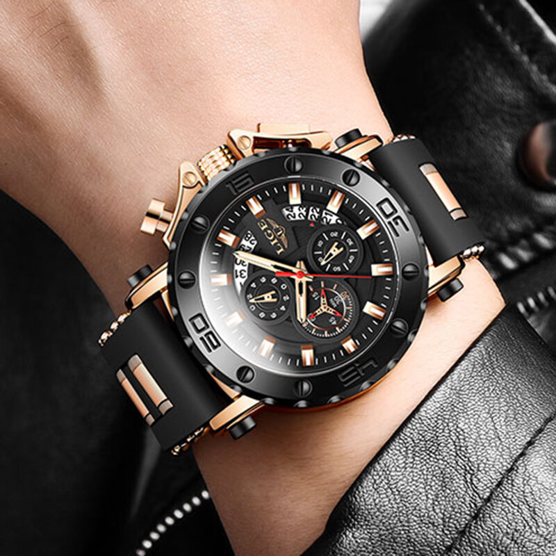 LIGE Fashion daktyl kwarcowe męskie zegarki z luksusowy zegarek męski chronografem sportowe męskie zegarki na rękę Hodinky Relogio Masculino