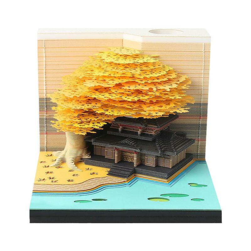 Omoshiroi 3D blocco Note Block Tree 3D Memo Pad Cute Note Notepad 3D regalo artistico carta di arte di natale R7C2