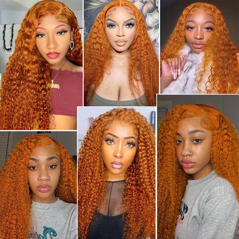 22inch Ginger Curly Lace Front Wigs Human Hair 13X4 Orange Deep Wave Human Hair Lace Front Wig Ginger Lace Front Wigs Human Hair