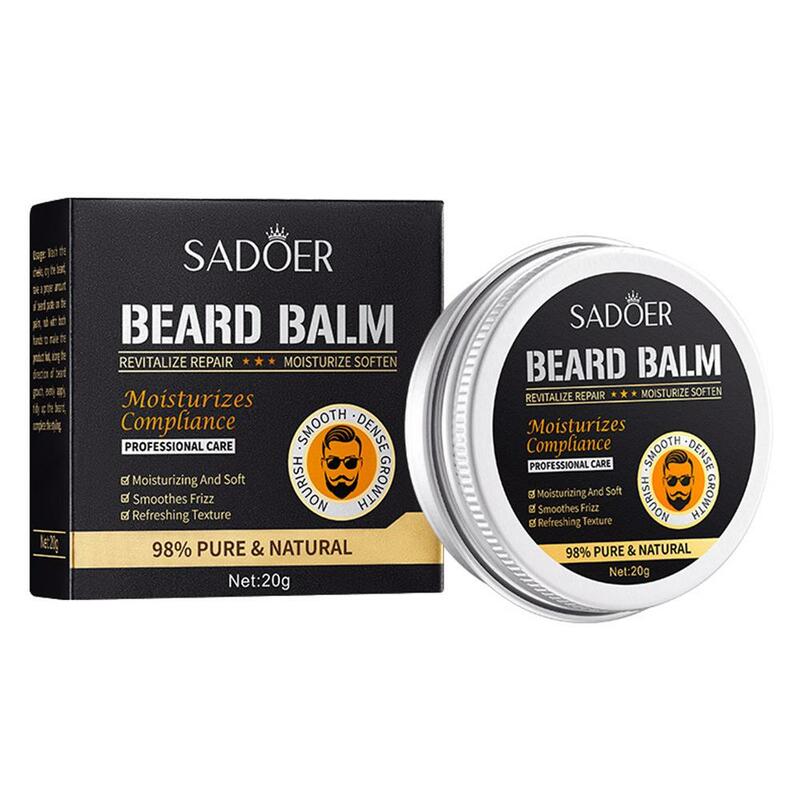 20g Organic Beard Balm Moustache Wax Moisturizing Smoothing Effective Promte Beard Growth Beard Care Hair Styling Product
