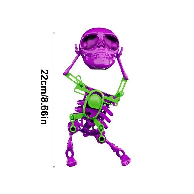 Dancing Skeleton Toy Wind Up Swinging Toy Clockwork Toy Dancing And Swinging 3D Skull Toy Luminous Tabletop Ornament For Bedside