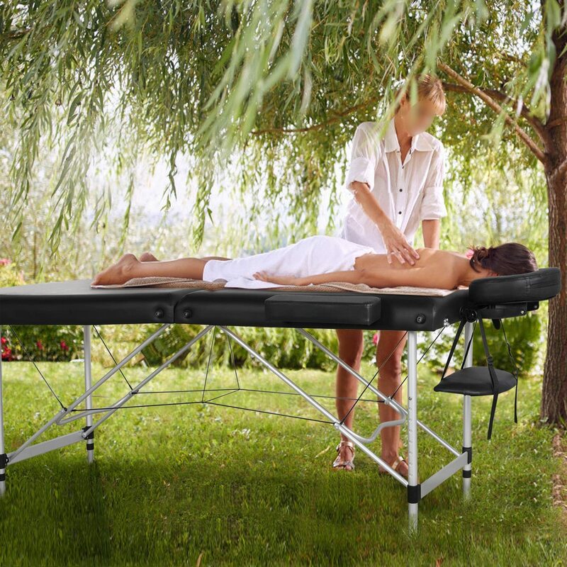 Massage tische tragbares 84-Zoll-Massagebett Aluminium höhen verstellbares Gesichts salon Tattoo Bett mit Vlies Tasche