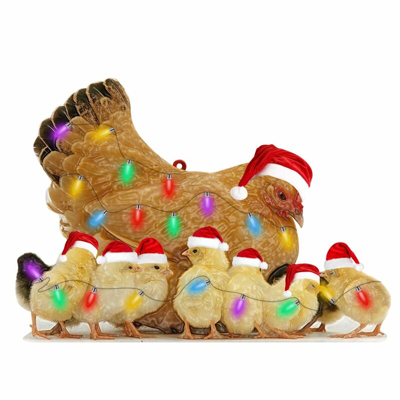 Hot 7 Style Chicken Ornaments Christmas Animal Decor decorazioni per Festival all'aperto in legno ciondoli adorabili decorazioni per la casa