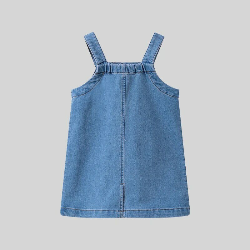 3-10 Years Girls Denim Dresses Kids Strap Overalls Dress with Pockets Stylish Children Summer Spring Autumn Suspender Clothes