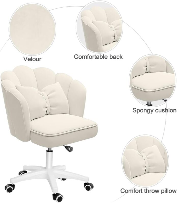 Komfortowy narożny fotel biurowy płatek krzesło biurowe, nowoczesna tkanina do domu motylki krzesła regulowane krzesło do makijażu