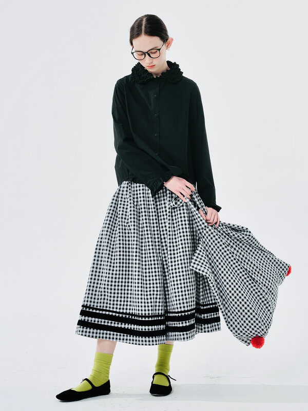Tenstein KOKONI-Pantalon large à carreaux pour femme, ample, patchwork rayé, poches, design original, 244573
