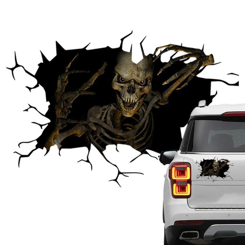 Halloweenowa dekoracje samochodowe czaszka na samochód naklejka z horrorem, silna przyczepność stworzyć halloweenowy nastrój dla ciężarówka typu Pickup samochodu SUV