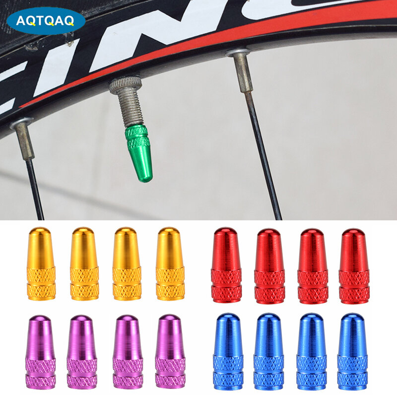 Alumínio tampas para pneu de bicicleta, tampa da válvula francês, presta acessórios, cap, cap, cap, cor do arco-íris, para mtb, novo, 4 pcs/set