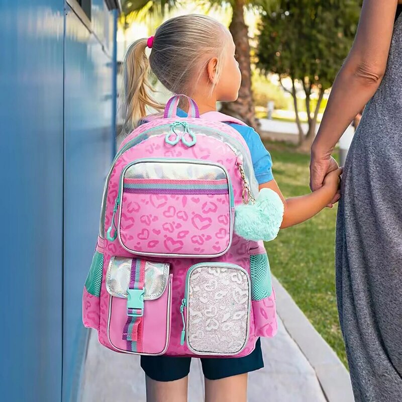 Многофункциональная сумка Meetbelify для девочек с принтом сердца и сумкой для ланча, сумка для карандашей для изучения путешествий и пикника