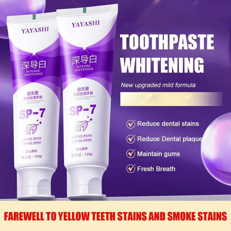 ยาสีฟันฟอกสีฟันเคลือบฟันโปรไบโอติกแก้ไข SP-7ลดคราบฟัน J5F6อย่างเข้มข้นสีเหลือง