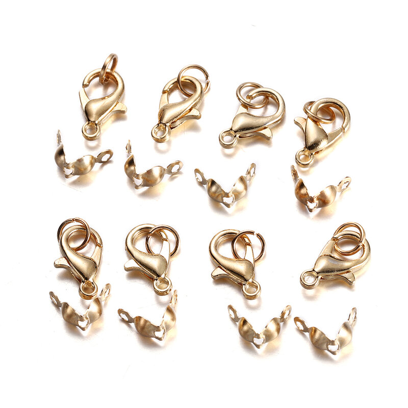 80Pcs/lot Alloy Lobster Clasp Jump Rings Connector Clasp Crimp End For Bracelet Necklace Chains DIY Jewelry Making Supplies