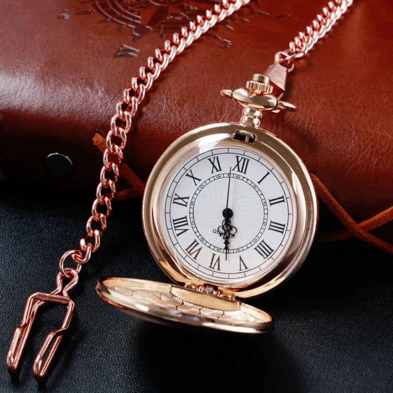 Vintage Half-Hunter Pocket Watch Women's Unisex Necklace with Chain Accessories Jewelry Pendant Quartz Pocket FOB Watch