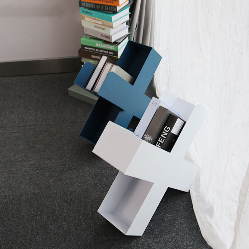 Дизайнерская стойка для магазинов, креативная личность, прикроватный мини-столик Ins, современный скандинавский металлический стеллаж для хранения магазинов X, стальная книжная полка