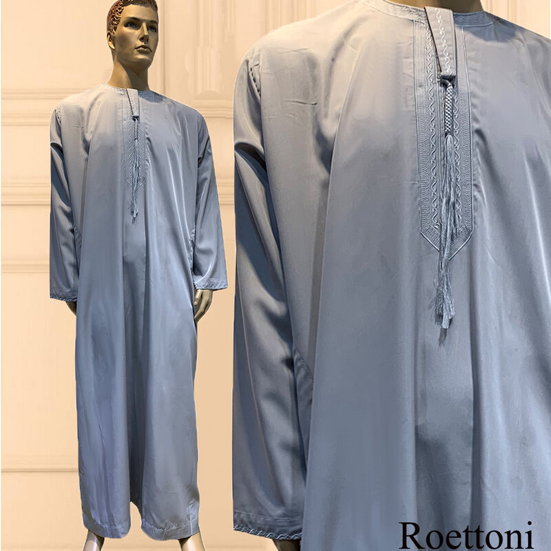Long Sleeve Aman Abaya 1Piece Jubba Thobe For Men Kaftan Pakistan Muslim Saudi Arabia Djellaba Islam Clothing Prayer Robe Afghan