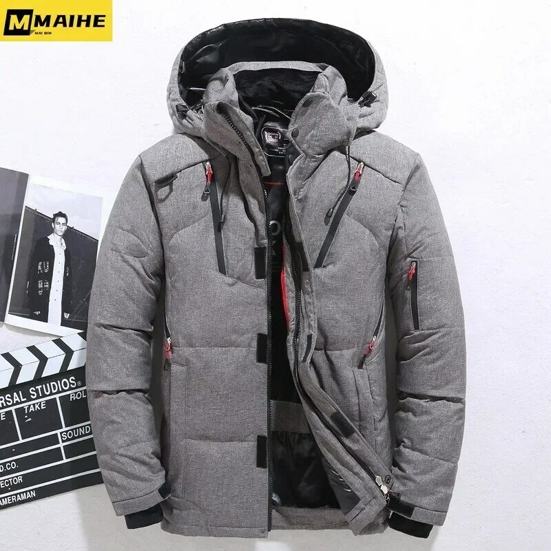 -20 Degree Winter Parkas Men Down Jacket Male 90% White Duck Down Jacket Hooded Luxury Thick Warm Padded Snow Coat Oversized