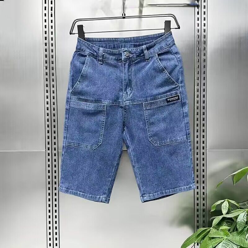 Modne letnie wytrzymałe dżinsowe spodnie Cargo męskie z sześcioma kieszeniami stylowe kowbojskie Harajuku proste wysokiej jakości spodnie Streetwear