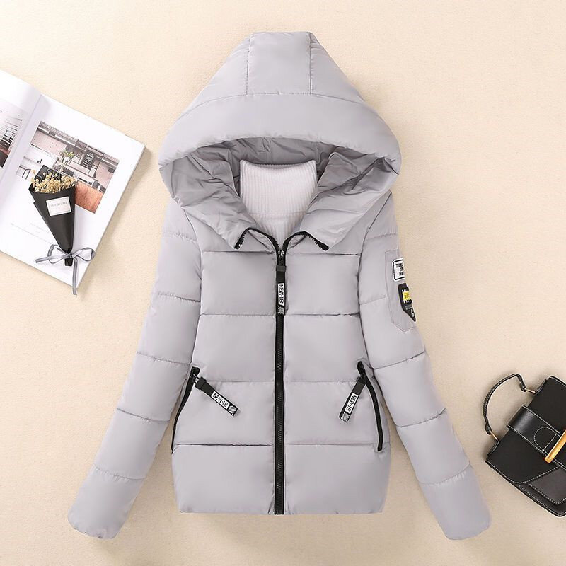 2023 New Down Cotton-Padded Jacket Female Short Fashion Students Korean Version Hooded Women's Coat Cute Wind Outerwear