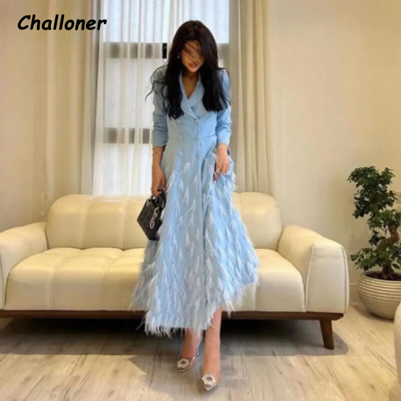 Элегантное винтажное вечернее платье Challoner, милое платье небесно-голубого цвета с V-образным вырезом и длинными рукавами, ТРАПЕЦИЕВИДНОЕ женское платье до щиколотки для выпускного вечера
