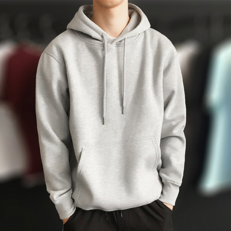 Fashion Men's Hoodies Casual Sports Plain Pullovers Hoodie Hooded Sweatshirts Pocket Long Sleeve Jumper Tops Men Clothing